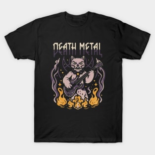 Death Metal Satanic Baphomet Cat playing guitar T-Shirt